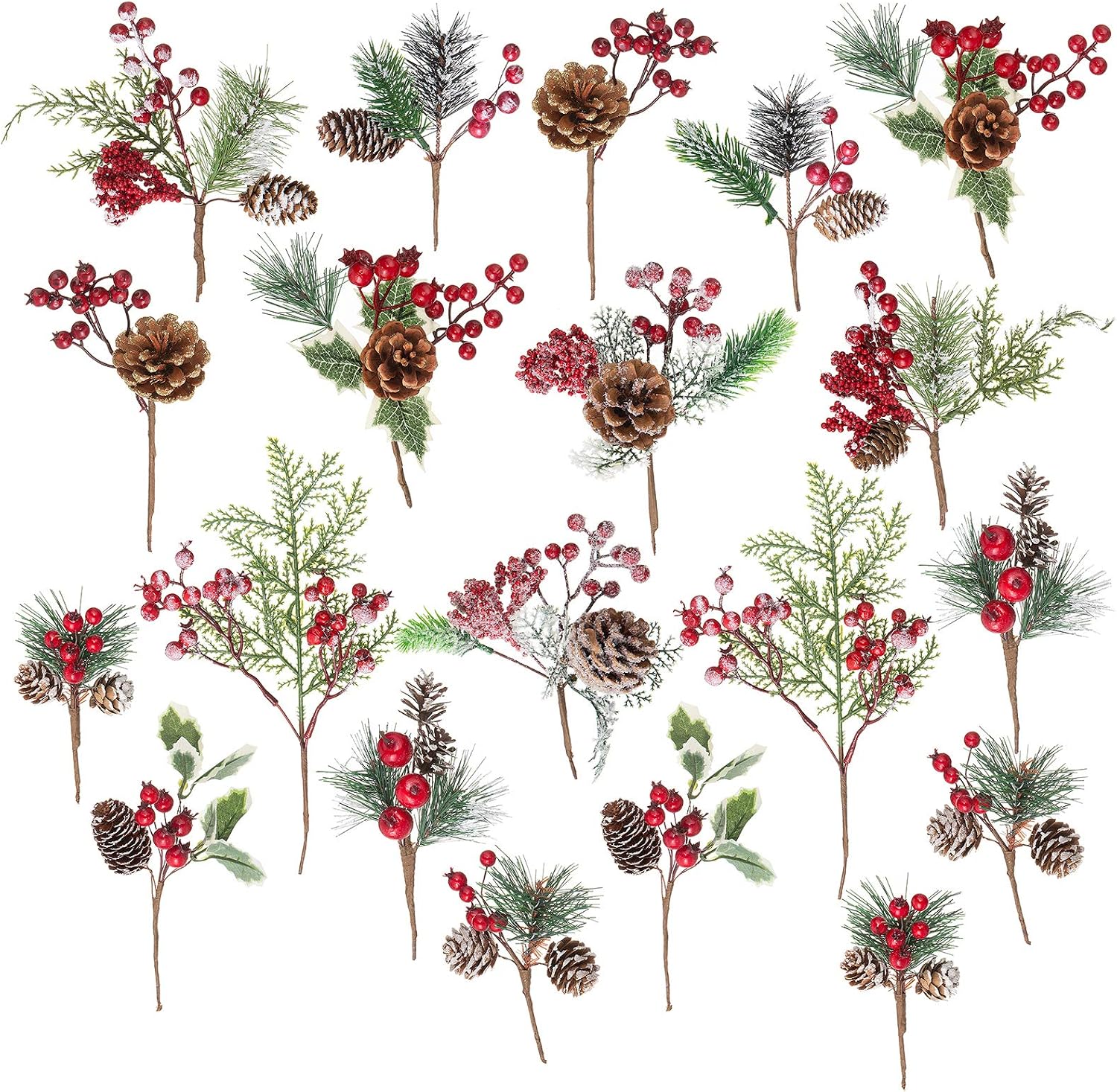 Crafare 20-pack assorted Christmas tree picks